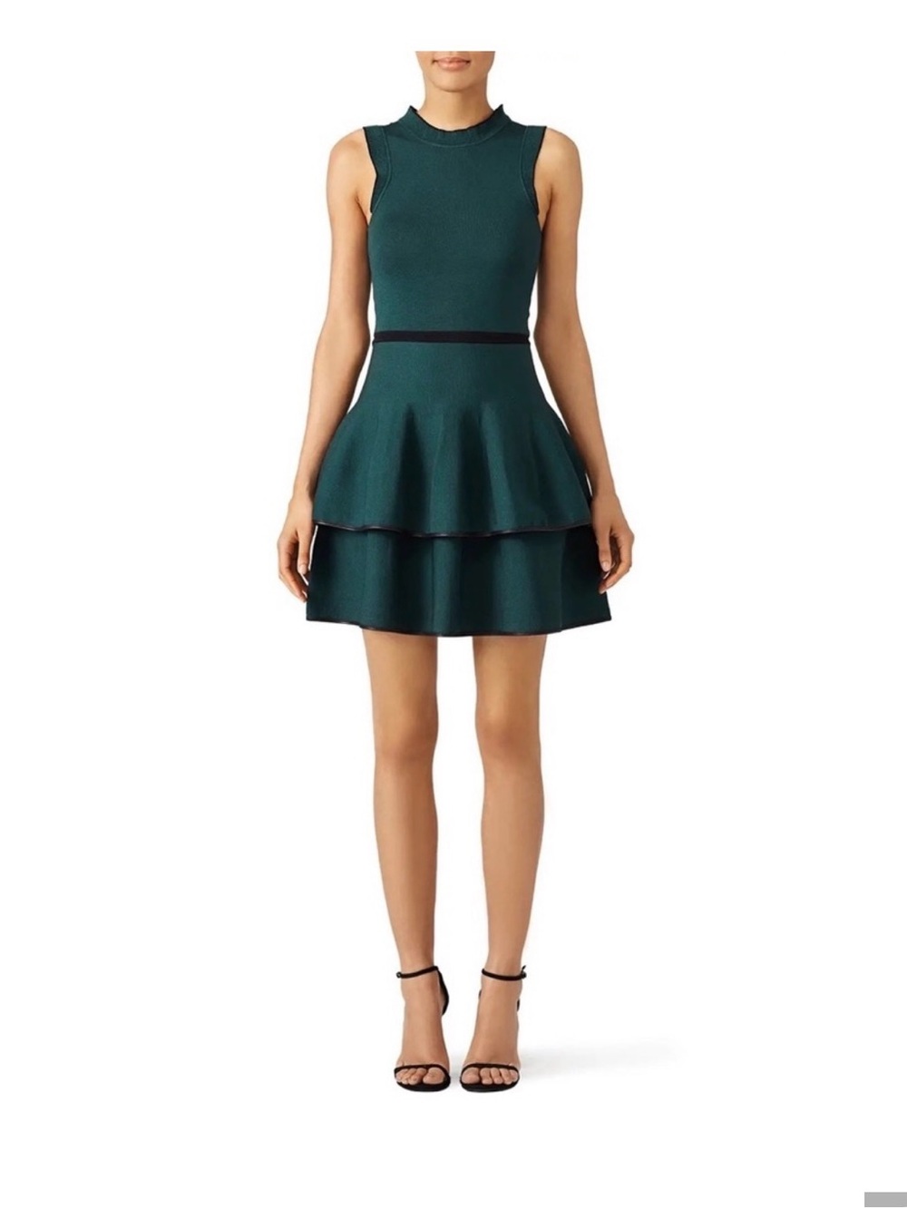 Parker Forest Green Tiered Sleeveless Fit-and-Flare Dress